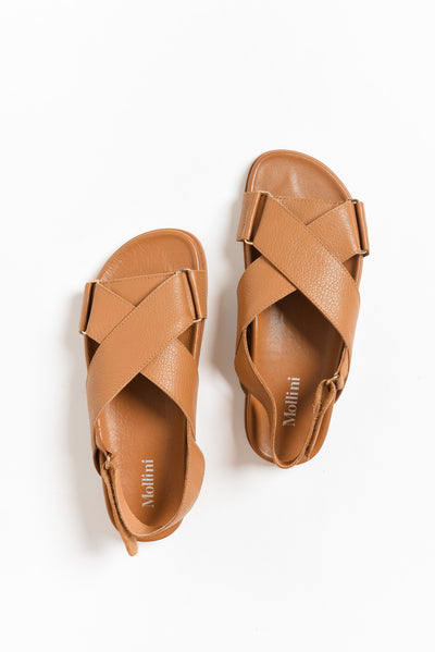 Haylow Tan Leather Crossover Sandal