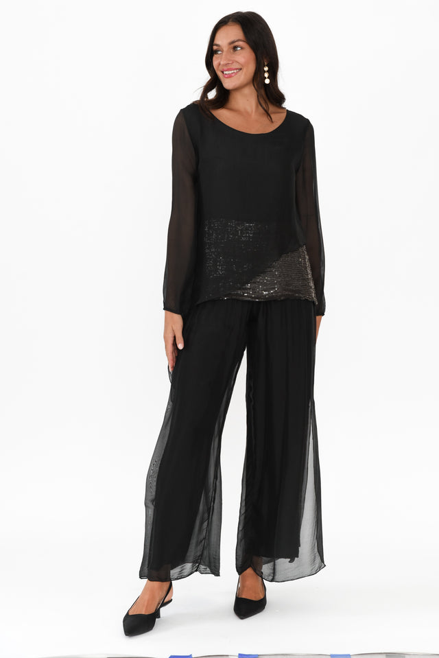 Karolina Black Silk Sequin Pants banner image