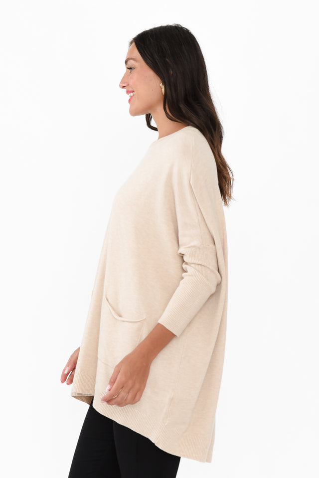 Helsinki Beige Knit Pocket Jumper image 4