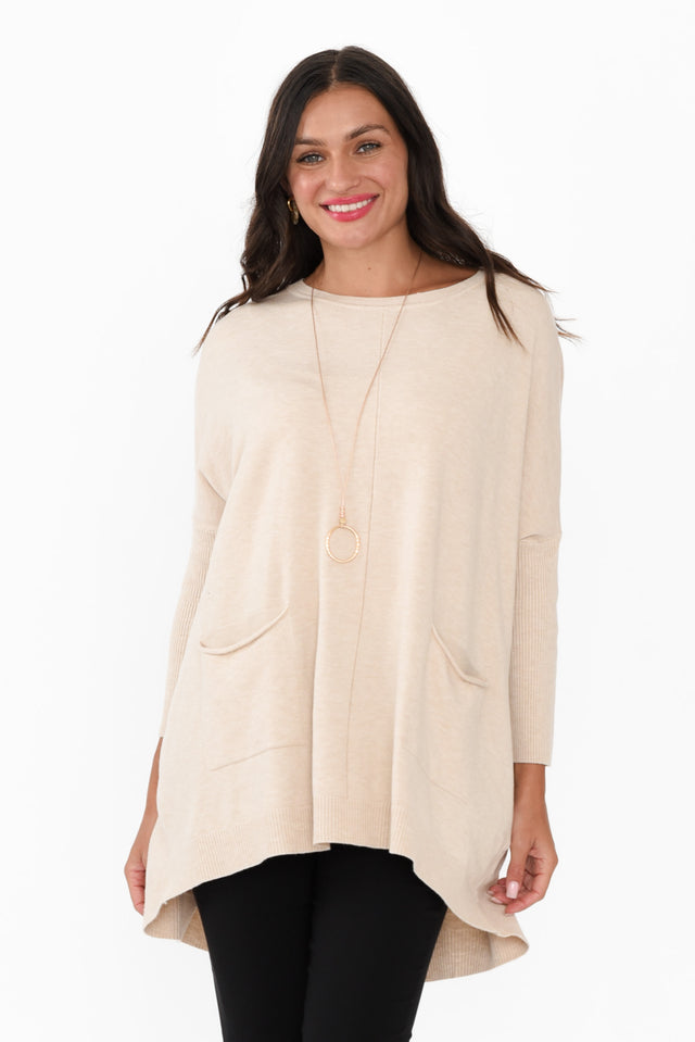 Helsinki Beige Knit Pocket Jumper