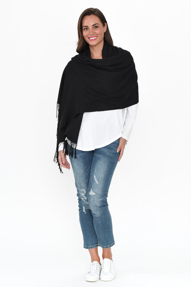 Heta Black Cotton Pashmina Scarf image 3