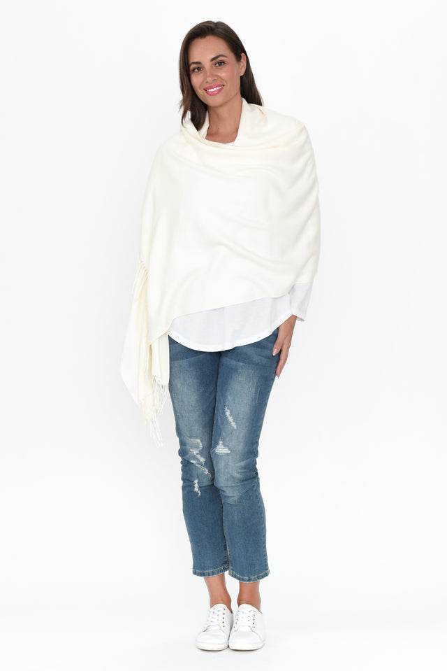 Heta Cream Cotton Pashmina Scarf image 3