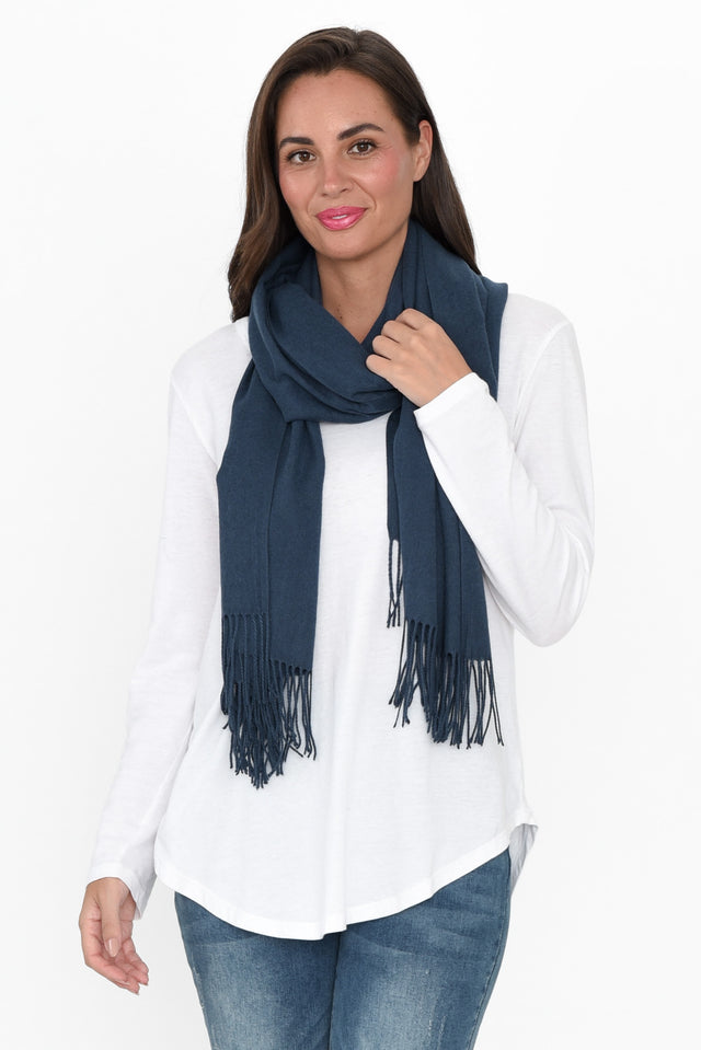 Heta Deep Blue Cotton Pashmina Scarf