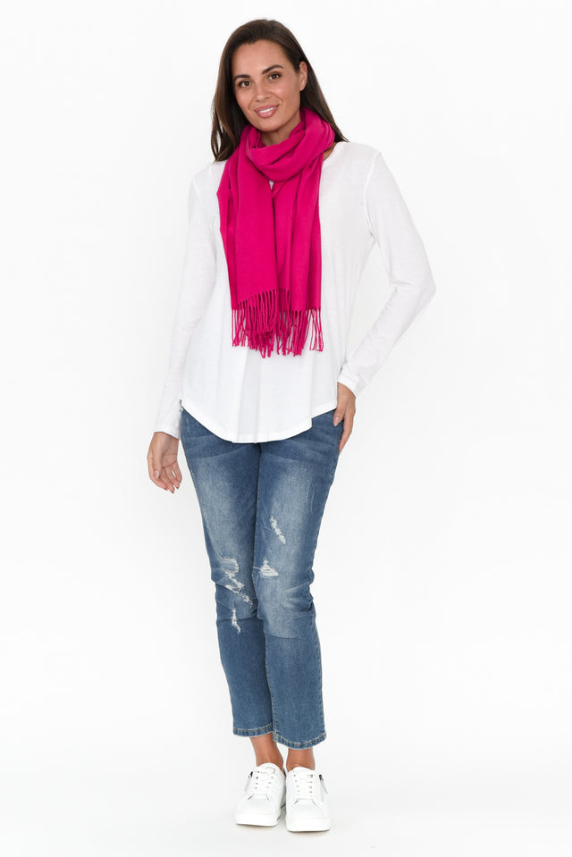 Heta Hot Pink Cotton Pashmina Scarf image 3