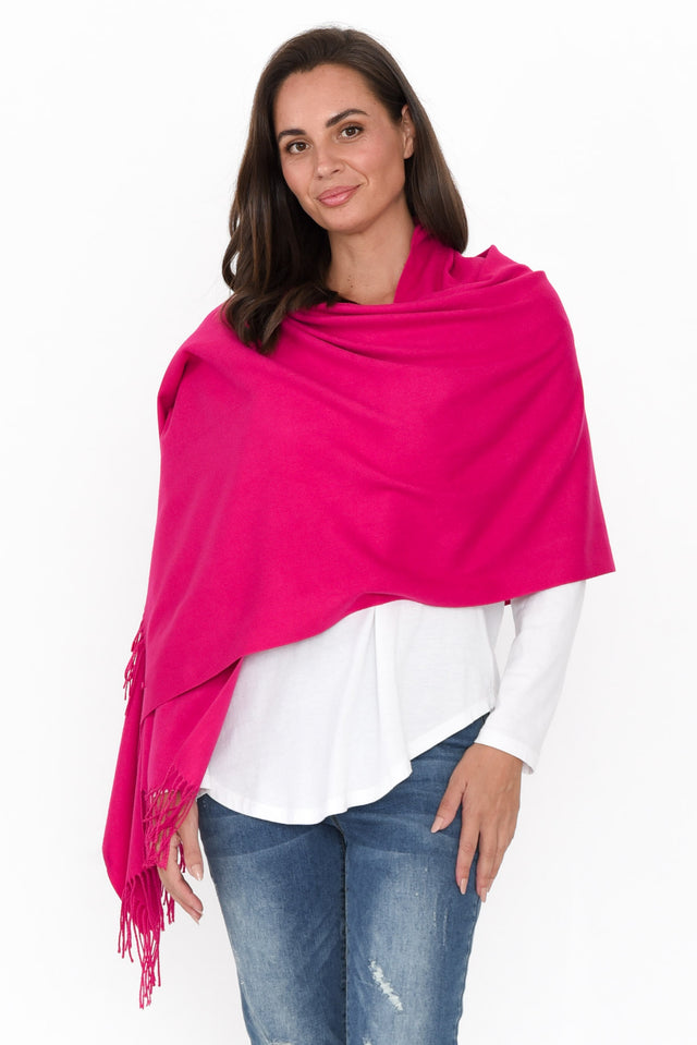 Heta Hot Pink Cotton Pashmina Scarf image 2