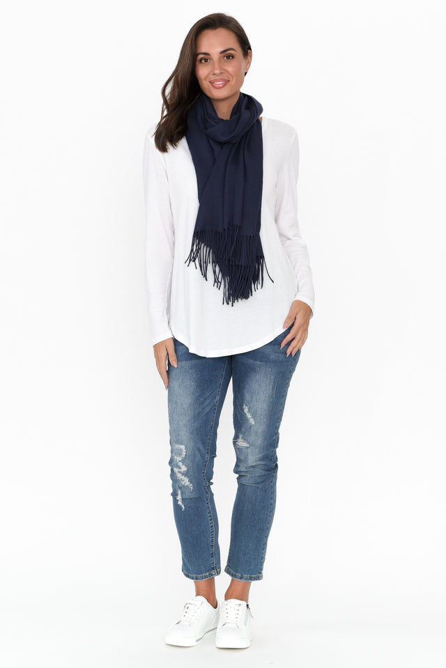 Heta Navy Cotton Pashmina Scarf