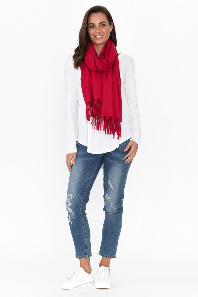 Heta Red Cotton Pashmina Scarf image 3