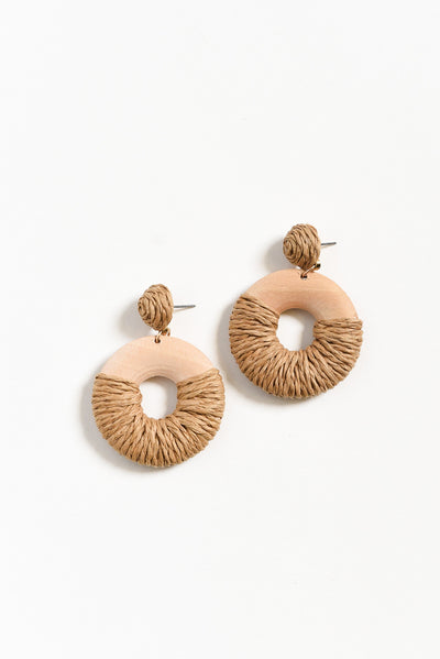 Hillie Wood Circle Drop Earrings