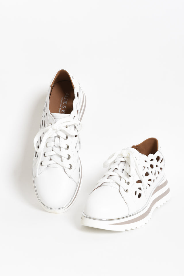 Holiday White Leather Platform Sneaker