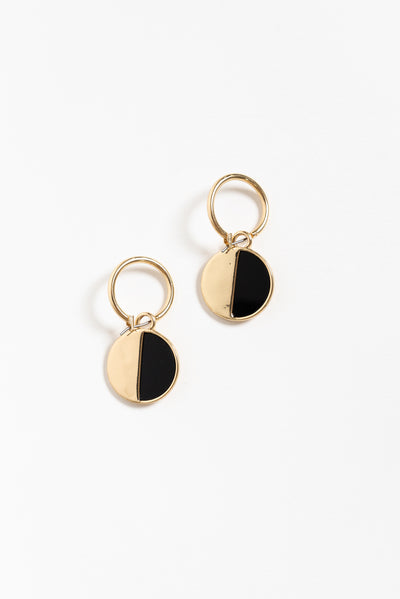 Isola Black Half Pendant Earrings