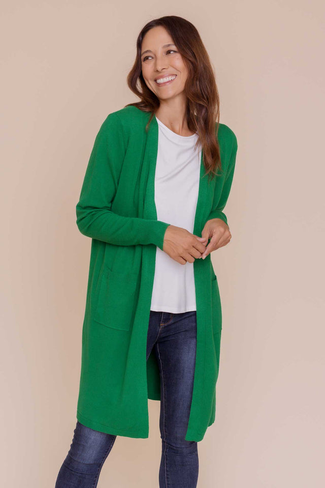 Issa Green Knit Pocket Cardigan image 1