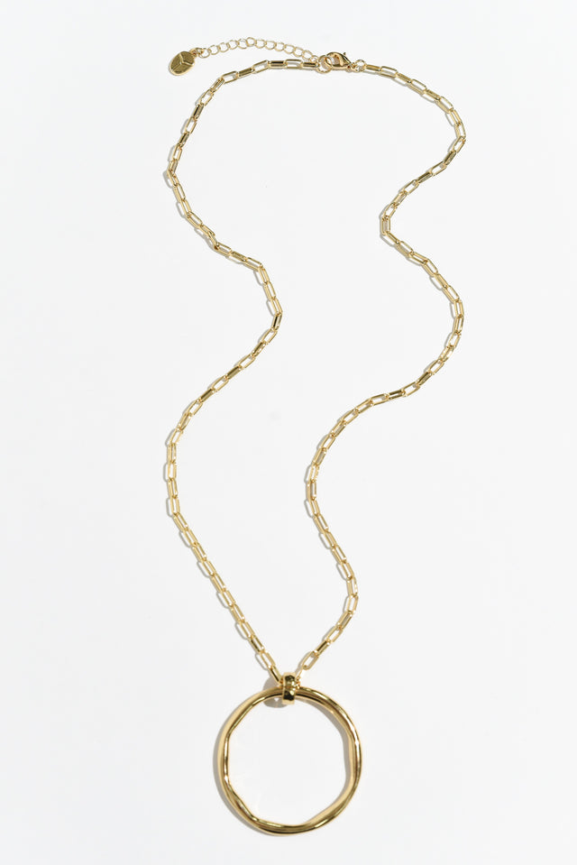 Ivana Gold Circle Pendant Necklace