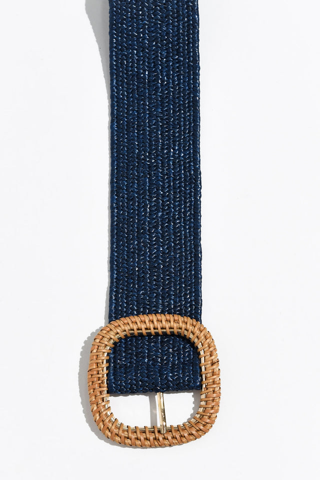 Jaipur Navy Rattan Buckle Woven Belt