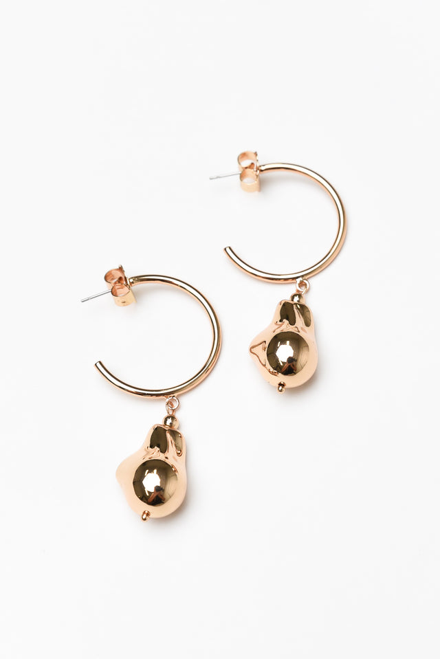 Jalissa Gold Cast Pearl Hoop Earrings image 1