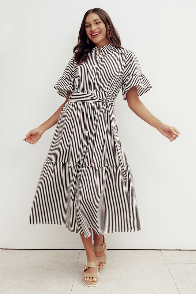 Jamilla Navy Stripe Cotton Shirt Dress image 1