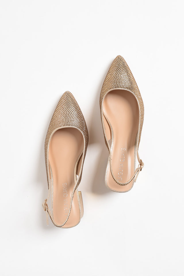 Jester Gold Diamante Slingback Heel