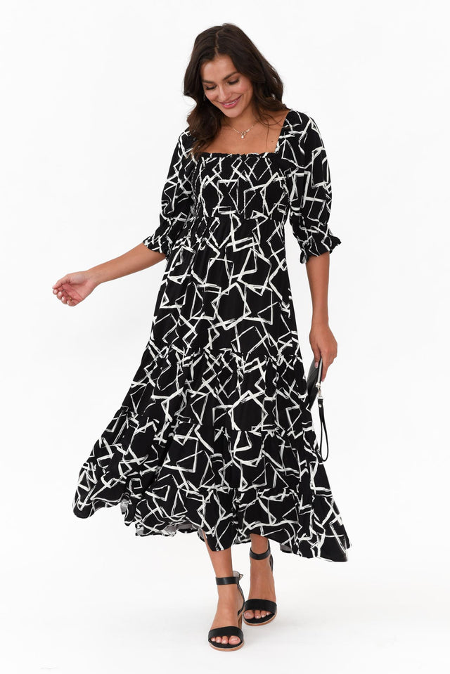 Jonathan Black Geo Shirred Maxi Dress banner image