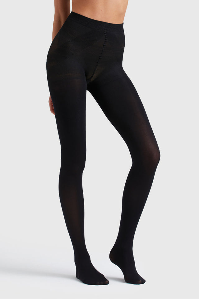 Black Killer Figure Opaque Pantyhose