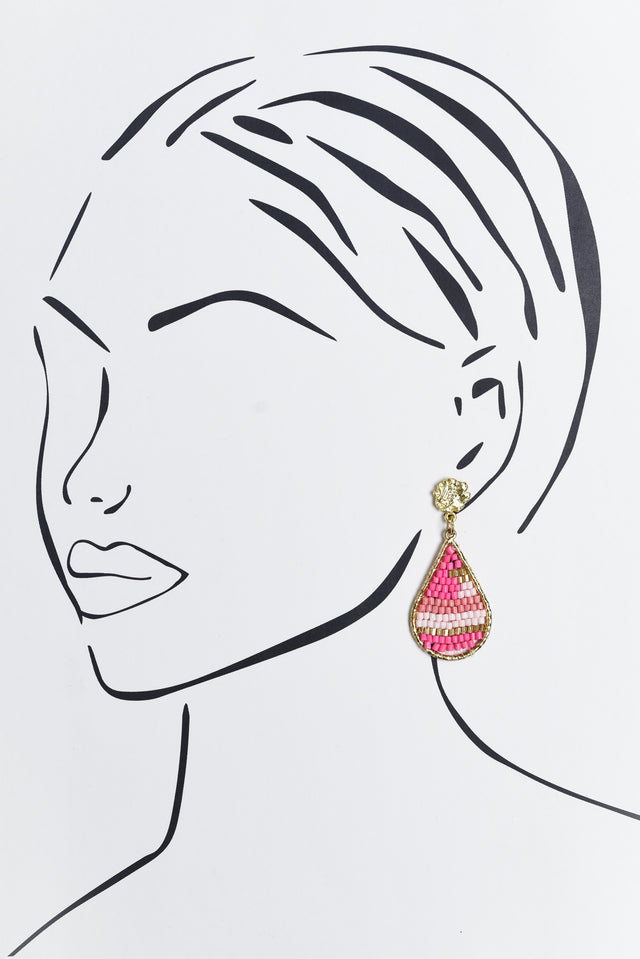 Kamalia Pink Beaded Earrings