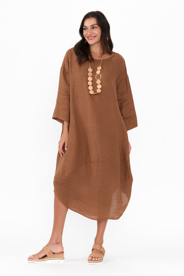 Kana Mocha Linen Dress banner image