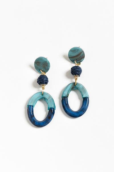 Kazimira Blue Oval Drop Earrings