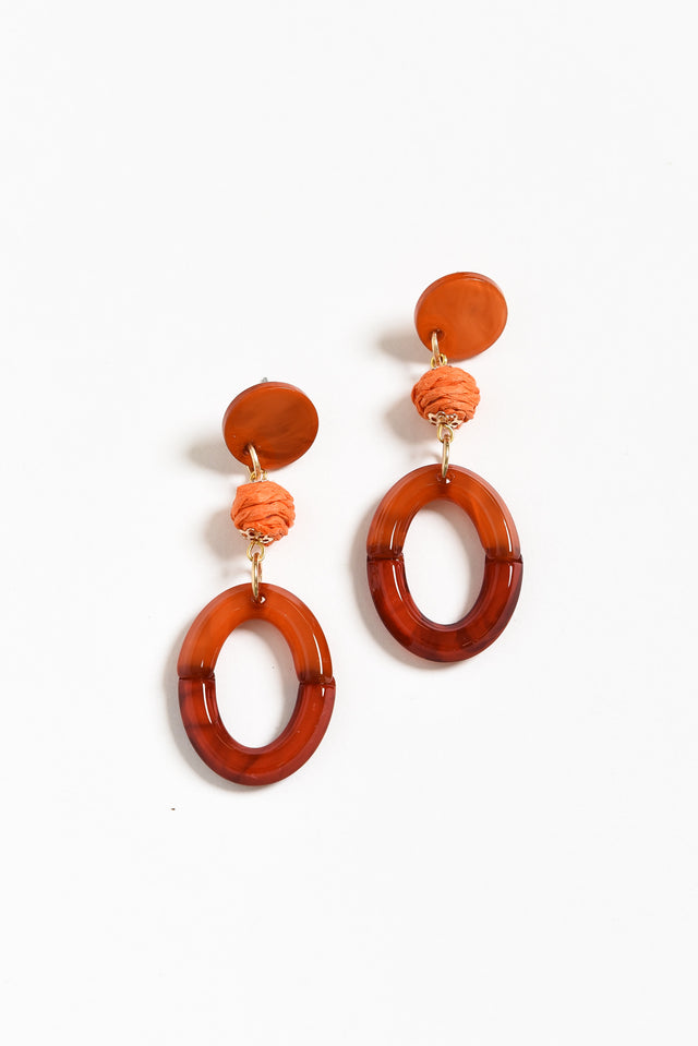 Kazimira Orange Oval Drop Earrings