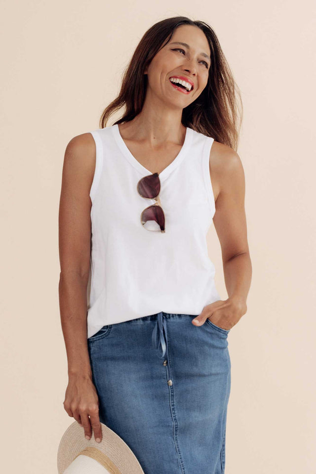 Keira White Cotton Tank