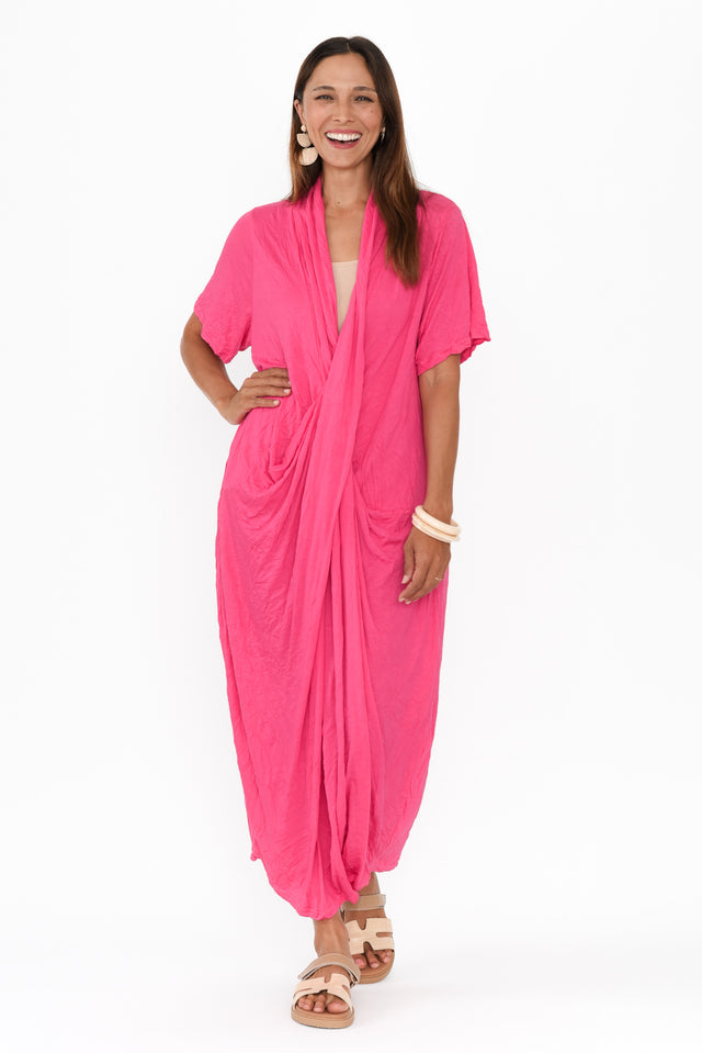 Kensley Pink Crossover Cotton Dress banner image