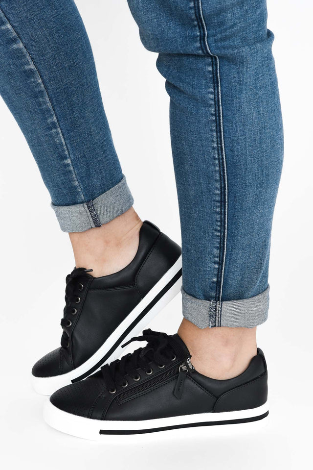 Kiki Black Leather Zip Sneaker