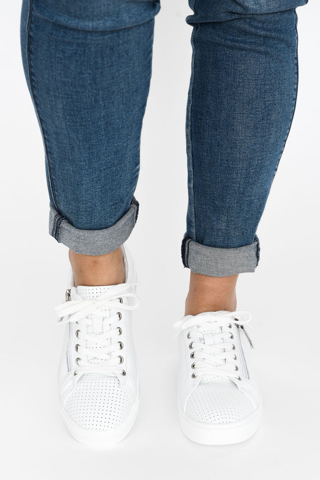 Kiki White Leather Zip Sneaker image 5