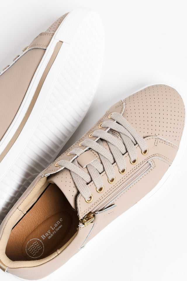 Kiki Nude Leather Zip Sneaker image 3