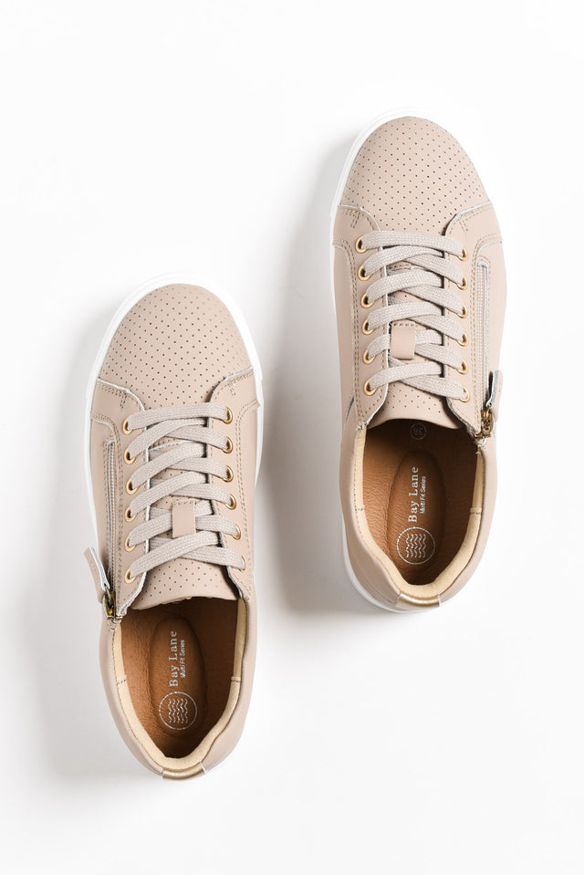 Kiki Nude Leather Zip Sneaker