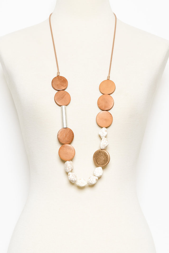 Kimbra Tan Wood Beaded Necklace