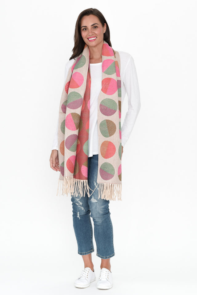 Kindra Pink Geo Tassel Scarf image 4