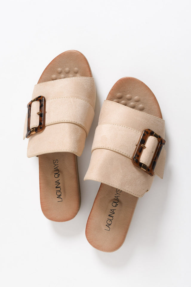 Kivari Beige Faux Suede Buckle Slide image 3