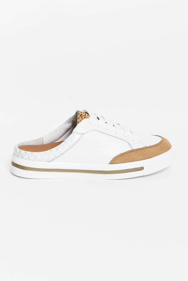 Kombi White Cheetah Leather Mule Sneaker image 3