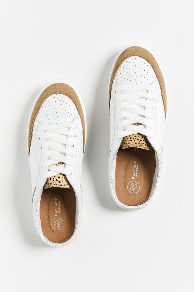 Kombi White Cheetah Leather Mule Sneaker image 4