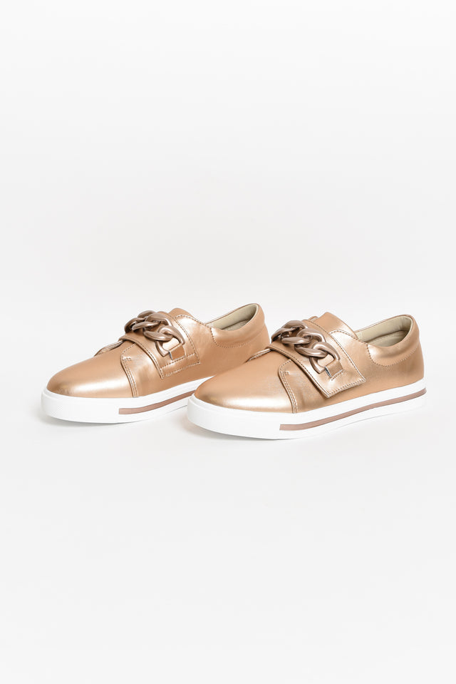 Koolah Rose Gold Leather Chain Sneaker