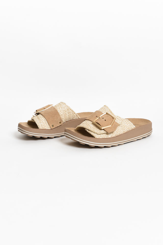 Korina Beige Raffia Leather Slide image 5