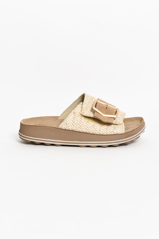 Korina Beige Raffia Leather Slide image 6