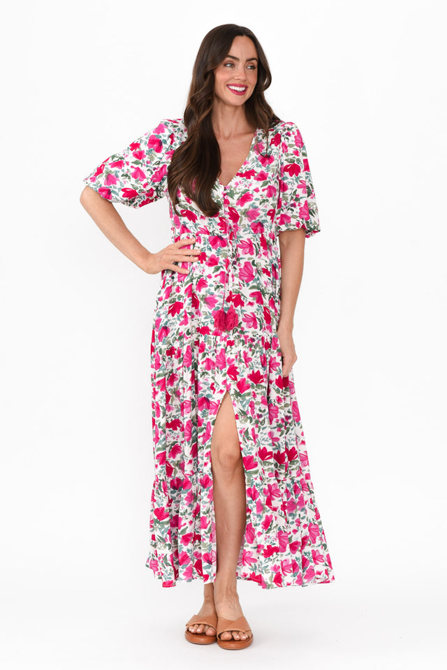 Lainey Fuchsia Floral Tier Dress banner image