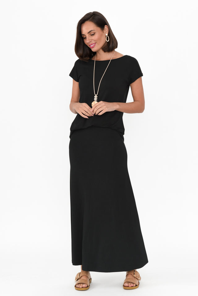 Lana Black Bamboo Cotton Maxi Skirt banner image