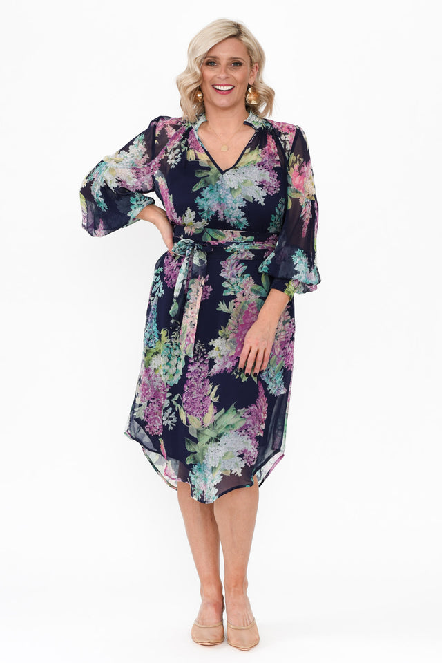 Lane Navy Wisteria Tie Dress image 9