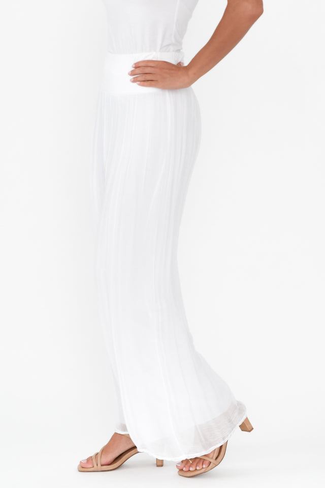 Laurier White Silk Wide Leg Pants banner image