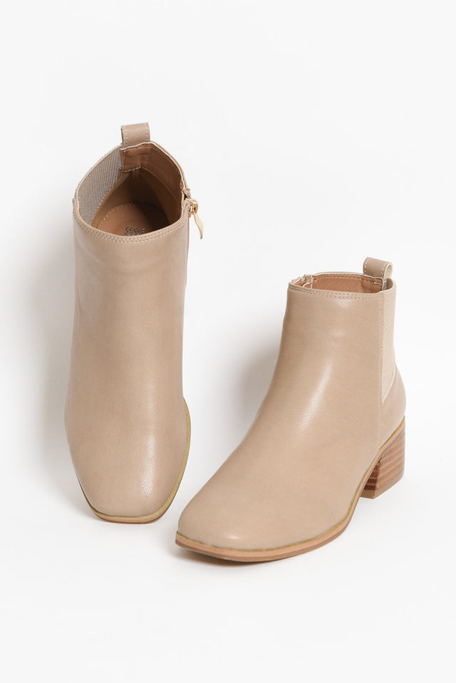 Layla Beige Leather Heeled Boot image 2