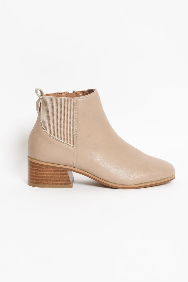 Layla Beige Leather Heeled Boot image 4