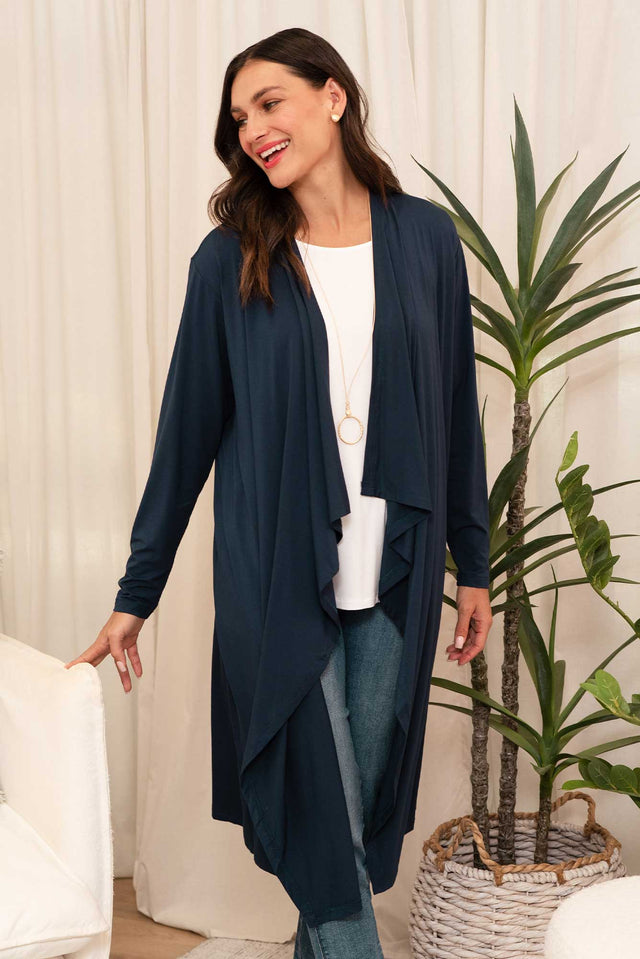 Leanna Navy Bamboo Waterfall Cardigan