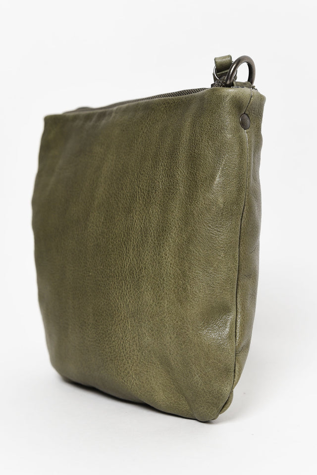 Leena Olive Leather Crossbody Bag