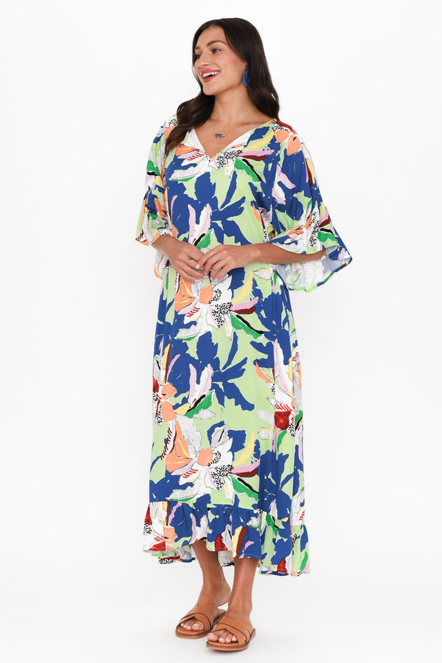 Leslie Blue Floral Frill Dress banner image