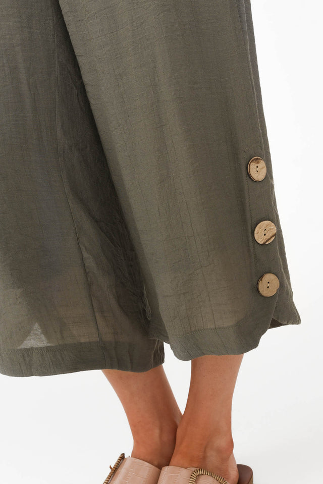 Lettie Khaki Button Pants image 7